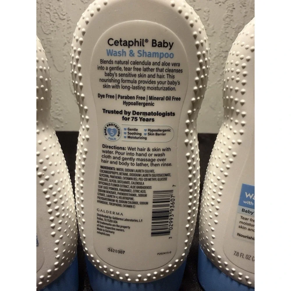 Cetaphil Baby Shampoo and Body Wash with Calendula 7.8 fl oz (Pack of 3)
